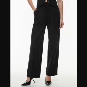 Aritzia Babaton Spotlight Cargo Black Wide Leg Trouser Pant Size US 8